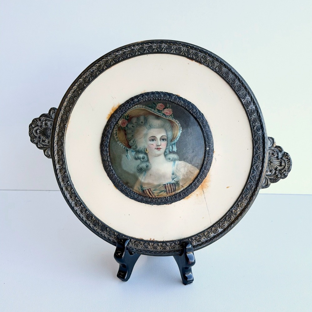 Antique Victorian Art Decor Old‎ World Small Lady Portrait Cottagecore French